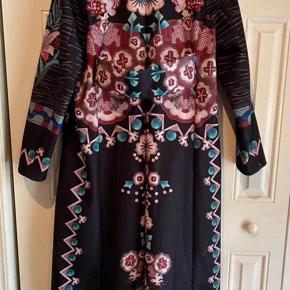 Tendency Ladies XL long coat with lining, black floral - Picture 5 of 12